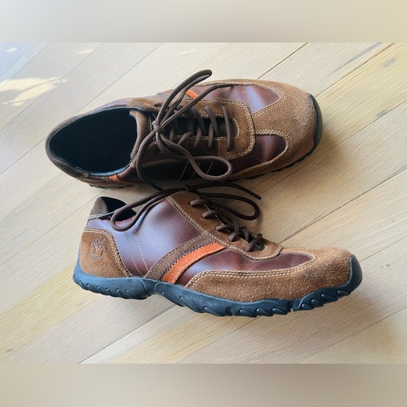 Timberland Brown and Orange Leather and Suede sneakers Size 9 - Picture 1 of 7